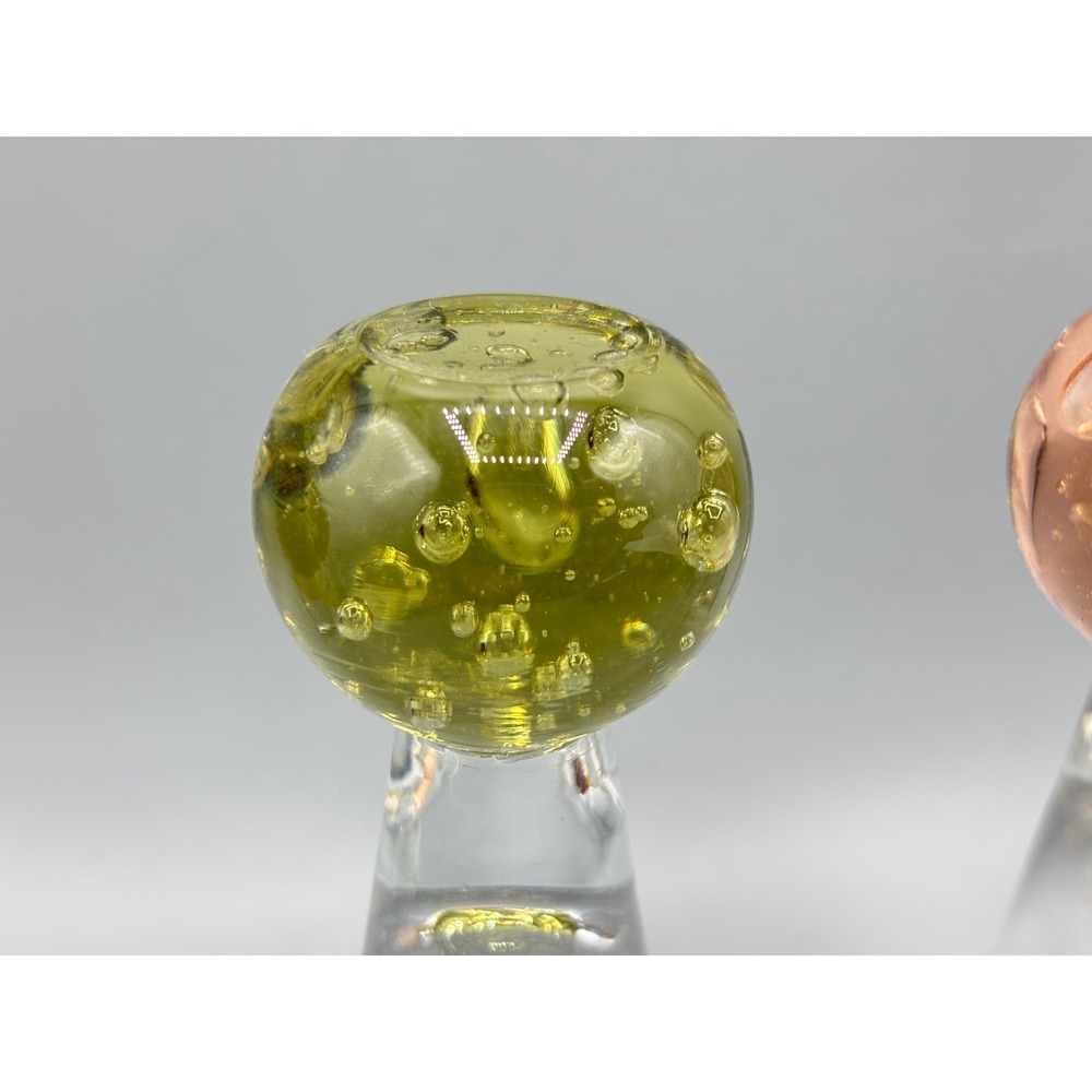 Vintage Bubble Base Cordial Shot Glasses Set of‎ 4 Multi Color Hand Blown - Picture 8 of 12